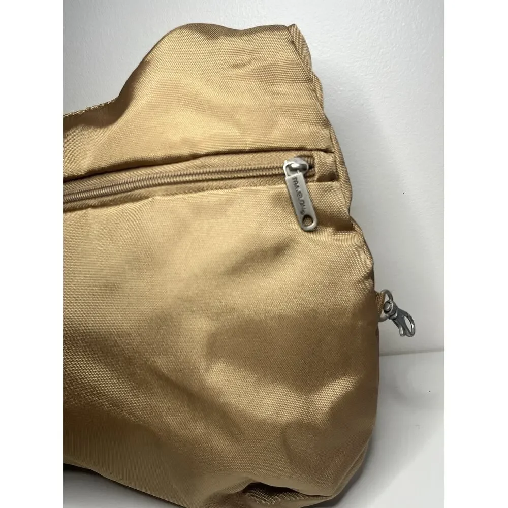 TRAVELON Anti-Theft Classic Crossbody Bucket Bag Tan Slash Proof RFID Locking